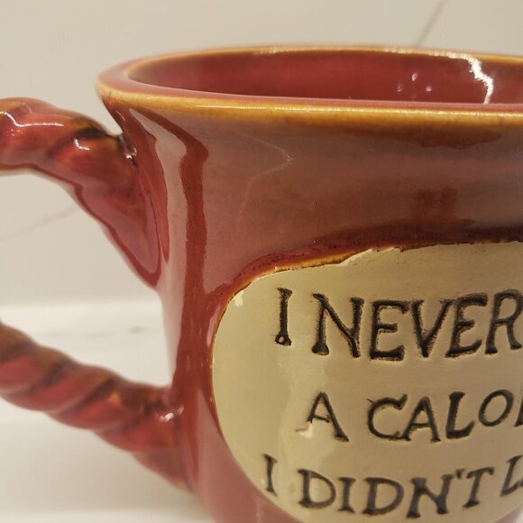 UnbrandeMug brown "I Never Met a Calorie I Didn't Like" Rustic Brown Rope Shape - Picture 4 of 10